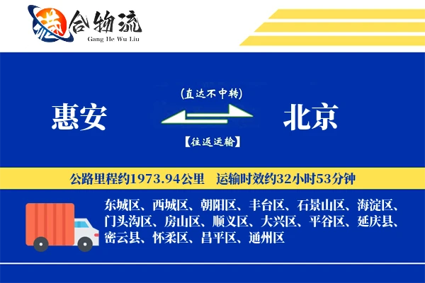 惠安到北京物流公司