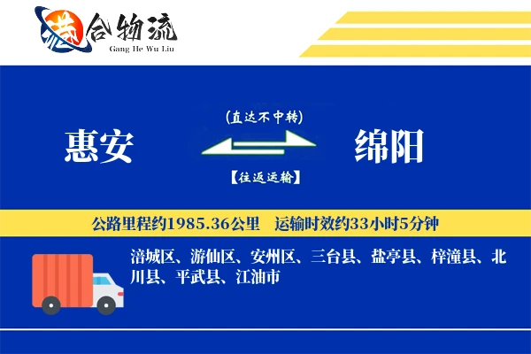 惠安到绵阳物流公司