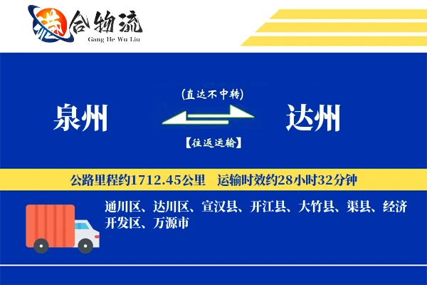 泉州到达州物流价格查询,泉州至达州物流费用,泉州到达州物流几天到