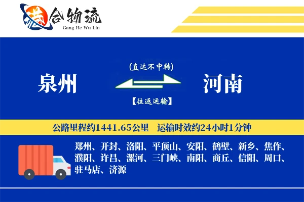泉州到河南物流价格查询,泉州至河南物流费用,泉州到河南物流几天到