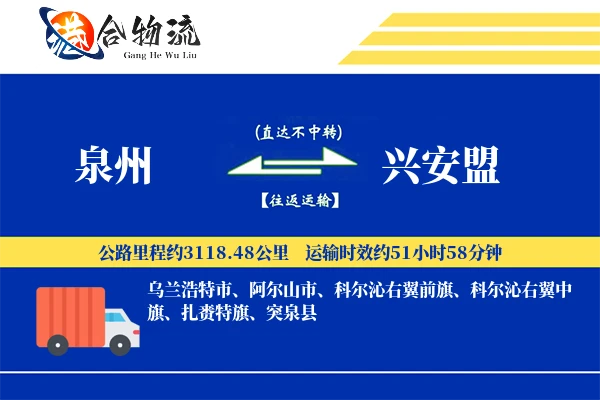 泉州到兴安盟物流价格查询,泉州至兴安盟物流费用,泉州到兴安盟物流几天到
