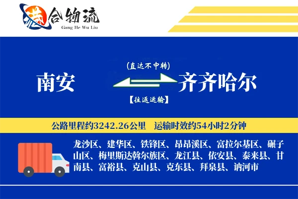 南安到齐齐哈尔物流公司