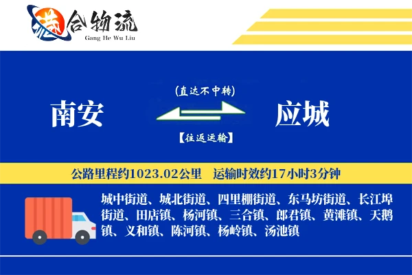 南安到应城物流公司