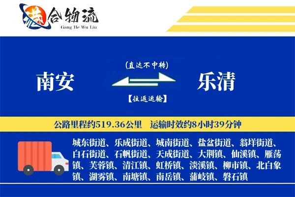 南安到乐清物流公司