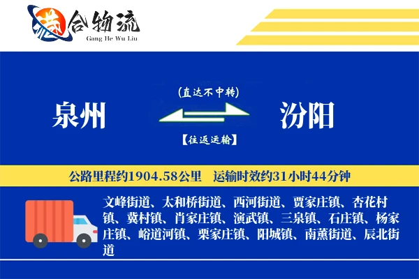 泉州到汾阳物流公司