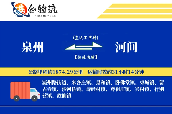 泉州到河间物流|泉州到河间物流公司|泉州到河间专线