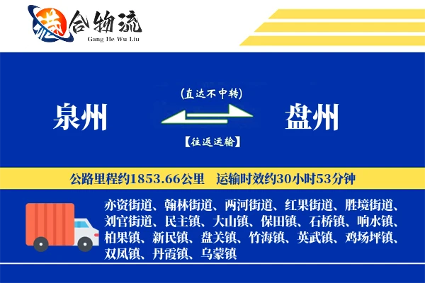 泉州到盘州物流公司
