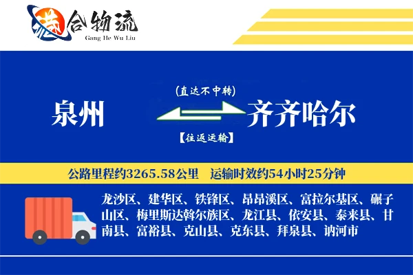 泉州到齐齐哈尔物流公司
