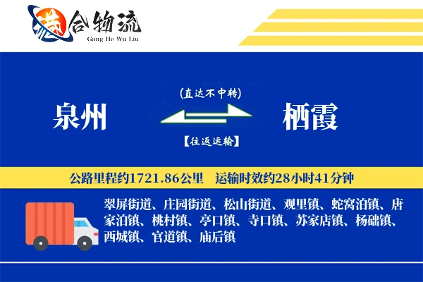 泉州到栖霞物流公司