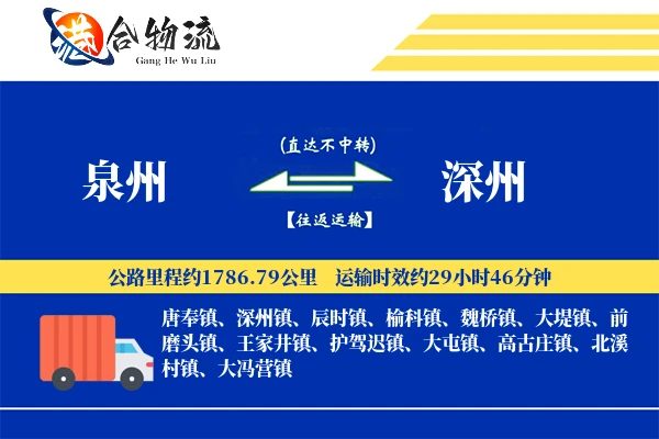 泉州到深州物流公司