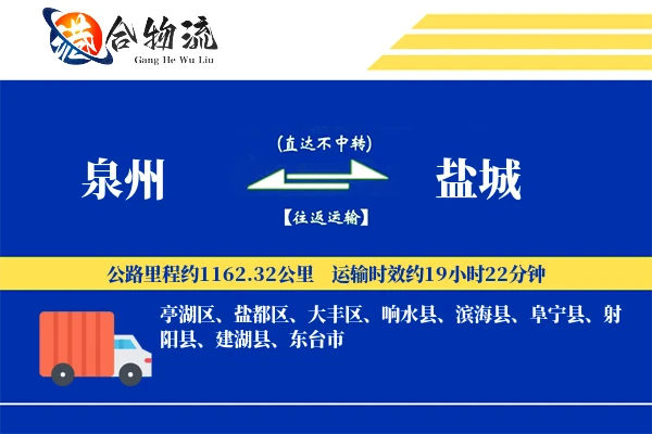 泉州到盐城物流公司