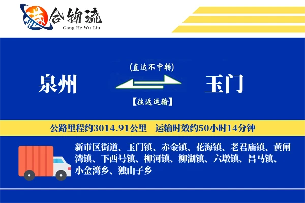 泉州到玉门物流公司