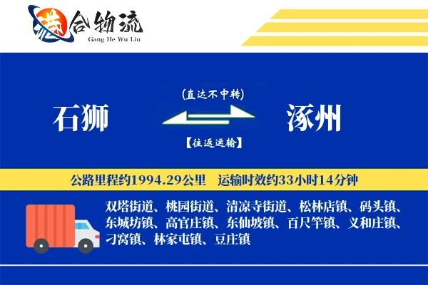 石狮到涿州物流公司