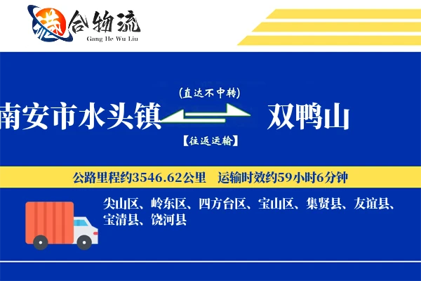 南安市水头镇到双鸭山物流公司