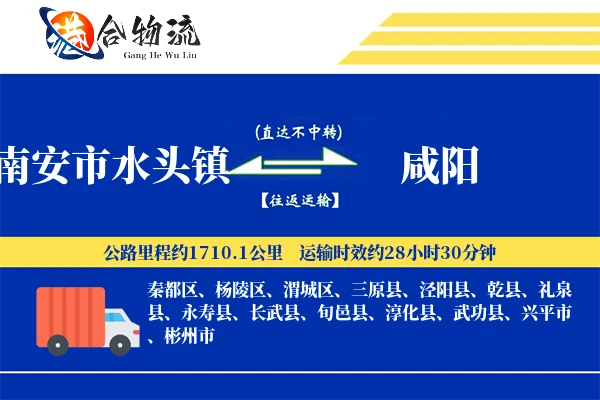 南安市水头镇到咸阳物流公司