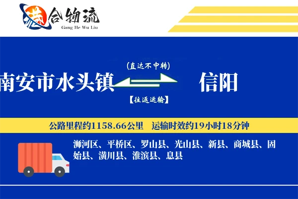 南安市水头镇到信阳物流公司